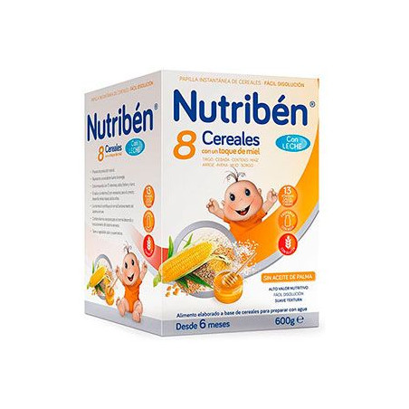 NUTRIBEN 8 CEREALES MIEL C/LECHE 600 G.