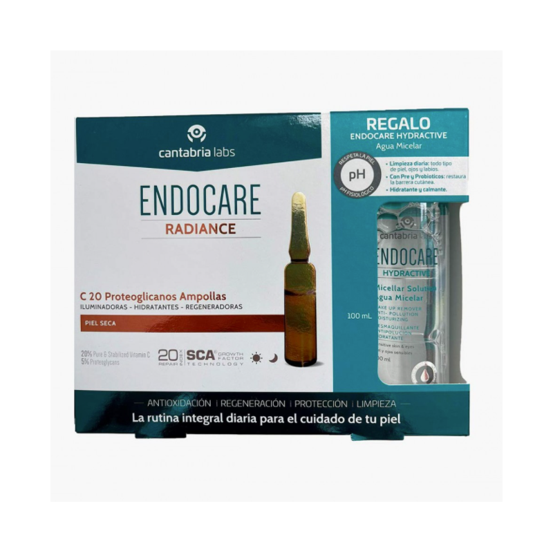 ENDOCARE PACK RADIANCE C20 AMPOLLAS + AGUA MICELAR